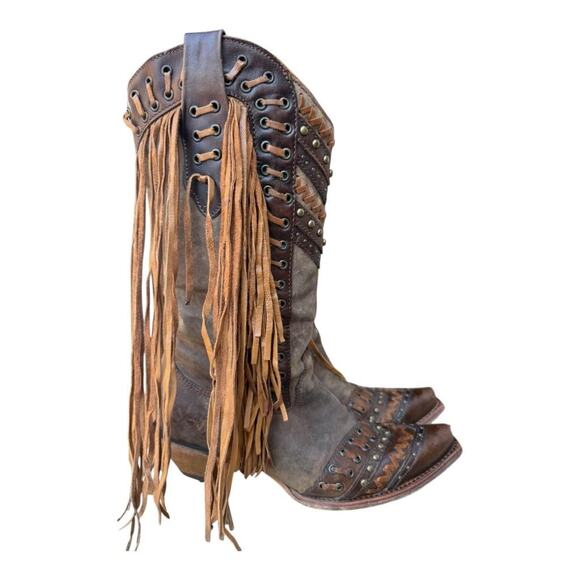 Corral Boots Mayela Fringe Cowboy Boot Women size 8.5 - Picture 2 of 10